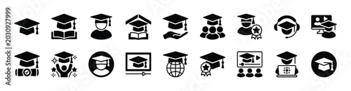 Fotografie Graduation cap icon vector set