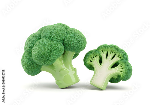 Fresh green broccoli on white background