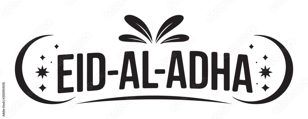 Fototapeta premium Eid-al-Adha Celebration Logo with Floral Design on White Background