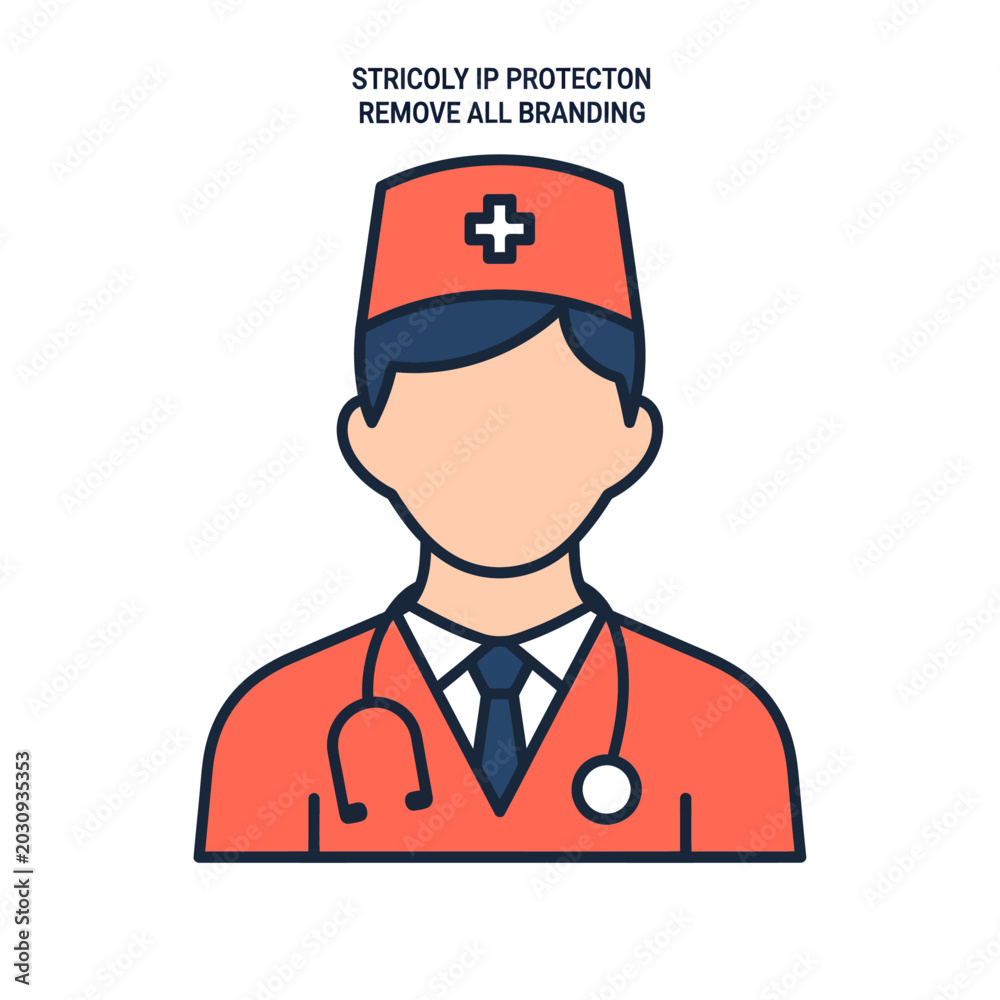 Fototapeta premium Doctor wearing orange scrubs and hat.