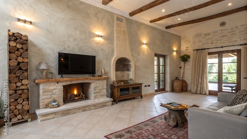 living room with fireplace