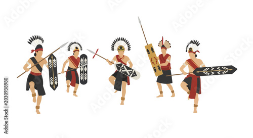 Photos Warriors in traditional African attire fighting.
