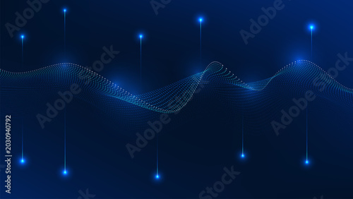 Εκτύπωση καμβά Abstract technology background flowing wave patterns and big data streams transm