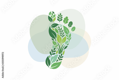 Schilderij op canvas Eco Friendly Leaf Footprint for Carbon Neutrality and Sustainability
