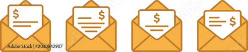 Foto Flat icon of an envelope with payment letter red and white design