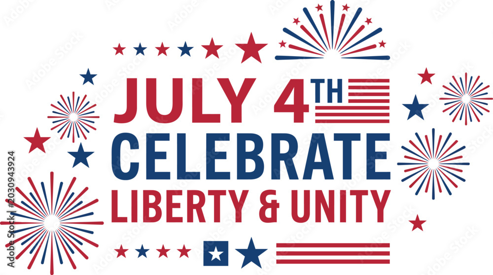 Obraz premium July 4th independence day celebration design with fireworks, stars and american flag elements
