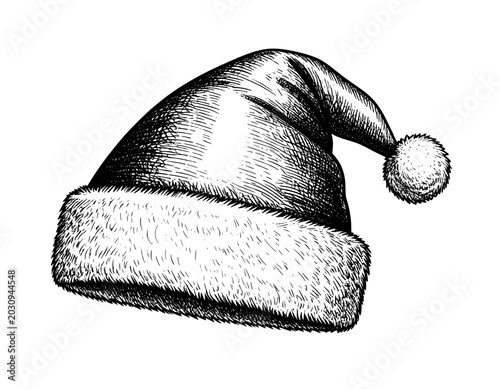 illustration hand drawn hat marrychristmas black and white