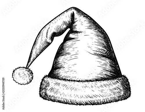 illustration hand drawn hat marrychristmas black and white