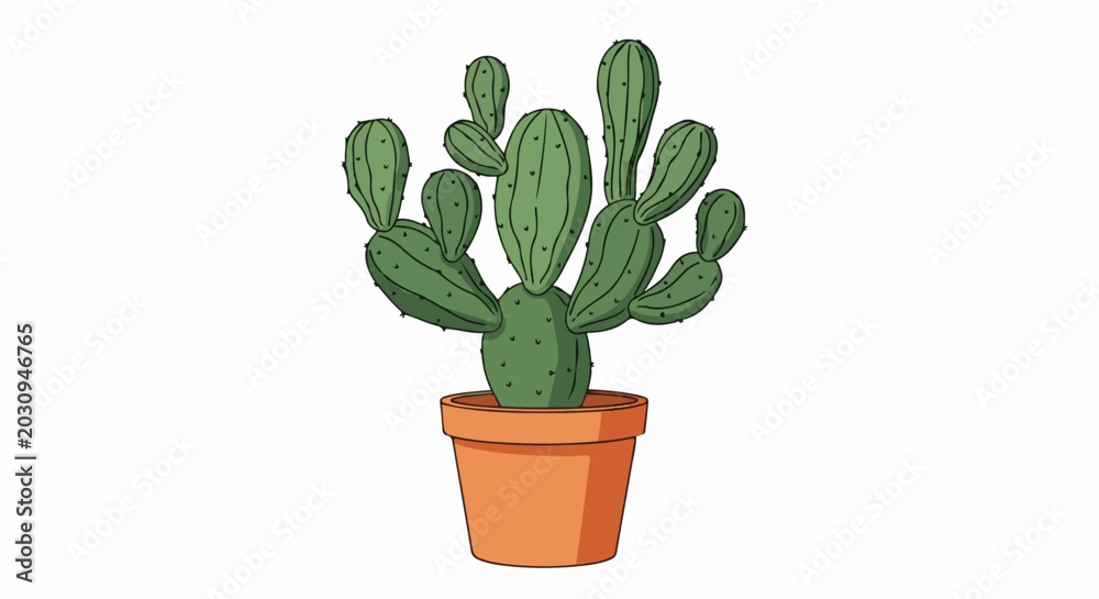 Obraz premium A green cactus with multiple pads in an orange pot
