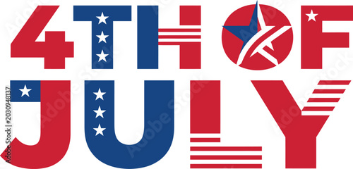 Cuadro en lienzo 4th of july patriotic text design with american flag elements, stars and stripes