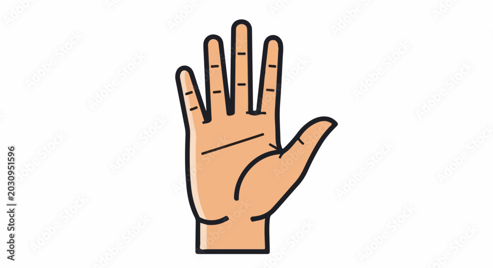 Obraz premium A flat, cartoon-style illustration of a human hand raised upwards