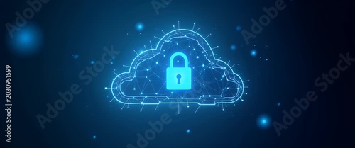 Image demonstrating cloud data protection with sophisticated encryption protocols and redundant backup systems ensuring maximum data security and compliance in  Photo Stock  Concept  and empty space o