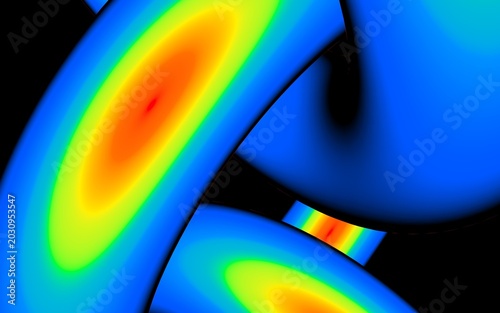 Bild auf Leinwand Abstract 3D rendering of interwoven thermal imaging heat map glowing tubular sha