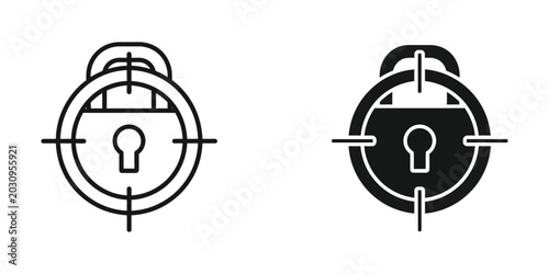 Photos Dual Locked Padlock Icons with Crosshair Targets Vector Style Black and White