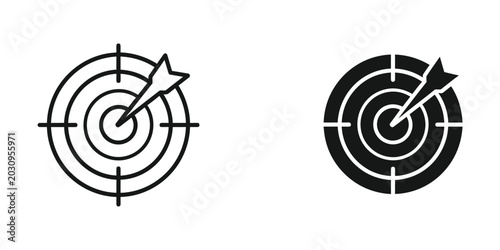 Photos Black and White Target Arrows with Crosshair Designs for Shooting or Gaming Icon