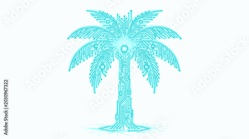 A stylized illustration of a palm tree.