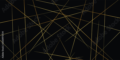 Luxury dark background with chaotic intersecting golden lines background design