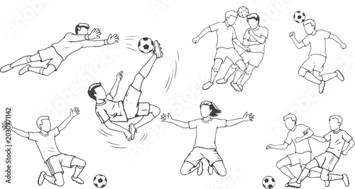 Fotografie Volleying / Kicking: A player striking a ball that is mid-air with the top or inside of their foot