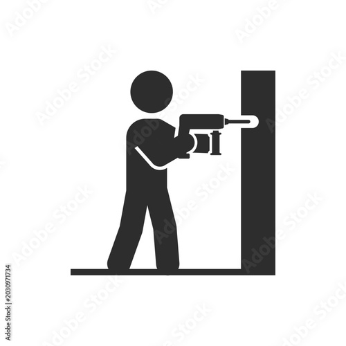 Cuadro en lienzo Man with a drill icon