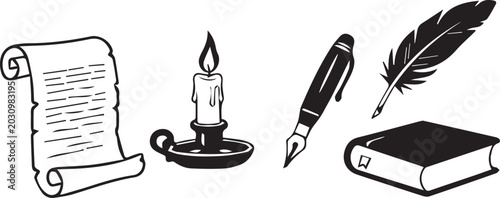 Tableau sur toile Vintage writing tools and literature