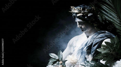Ancient Statue Portrait with Dramatic Dark Lighting