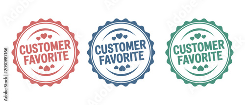 Customer favorite retail labels set with heart elements for product marketing