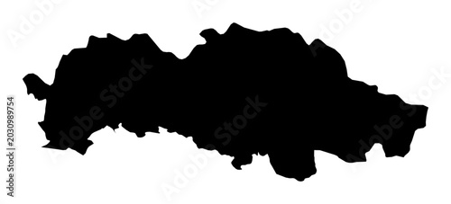 Foto A contour map of Presov Region. Slovak region silhouette