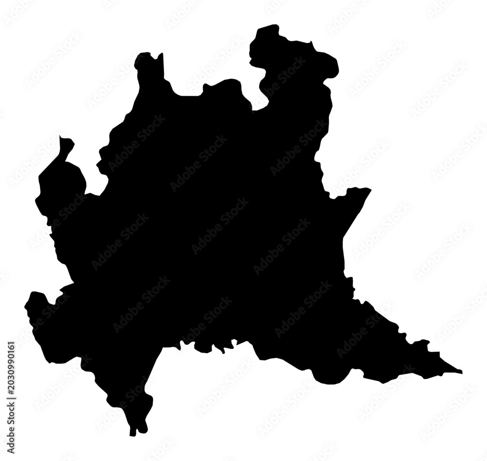 Fototapeta premium A contour map of Lombardy. Italian region silhouette