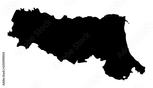 Bild auf Leinwand A contour map of Emilia-Romagna. Italian region silhouette