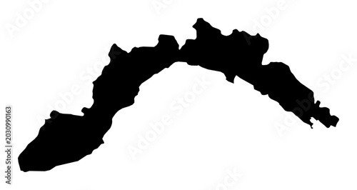 Εκτύπωση καμβά A contour map of Liguria. Italian region silhouette