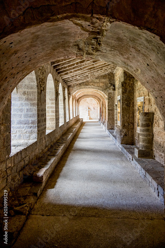 Le cloître de l'Abbaye de Gellone e Saint-Guilhem-le-Désert dans l'Hérault en France