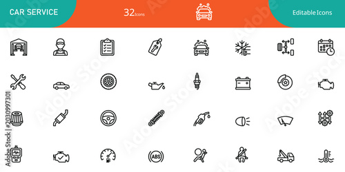 Car service icons set