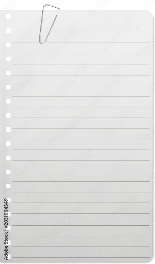 Fototapeta premium Notebook Page with Paperclip