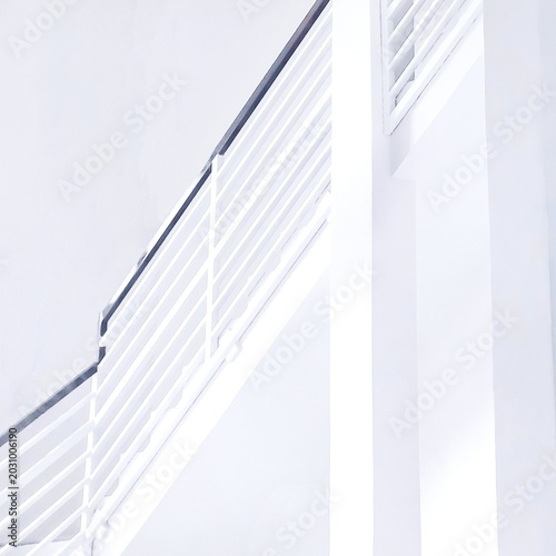 Fotografie Modern white staircase railing with metal balusters interior