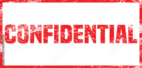 Confidential red rubber stamp vector, distressed secret document mark, grunge office ink stamp for classified information and privacy