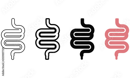 Bild auf Leinwand Colorful illustrations of the human large intestine in various styles