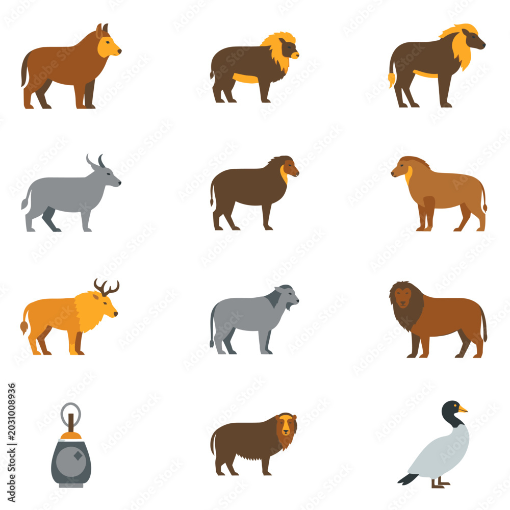 Obraz premium Collection of various animal species profiles.