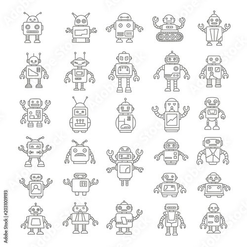 Collection of various robot characters.