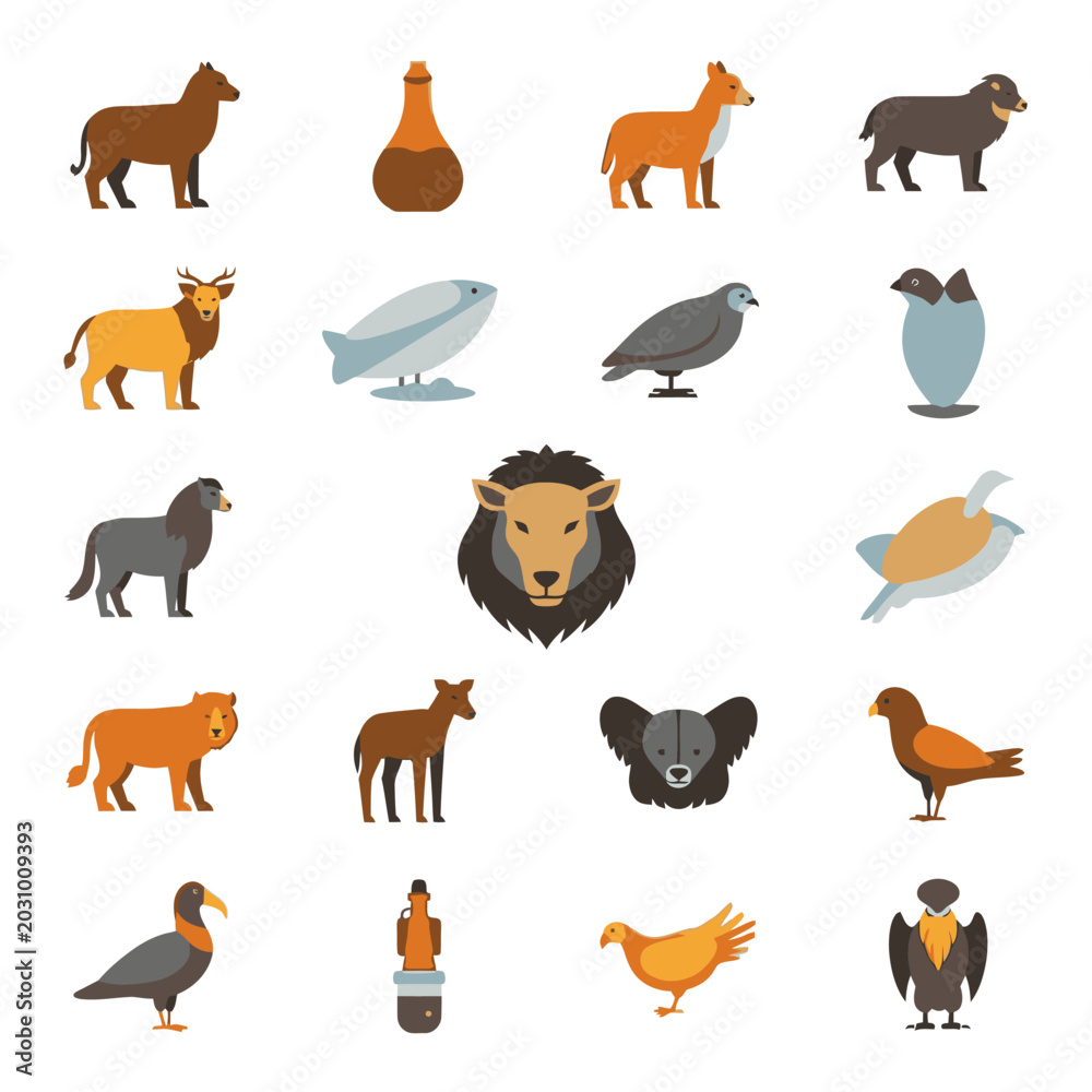 Obraz premium Collection of Various Wild Animal Species.