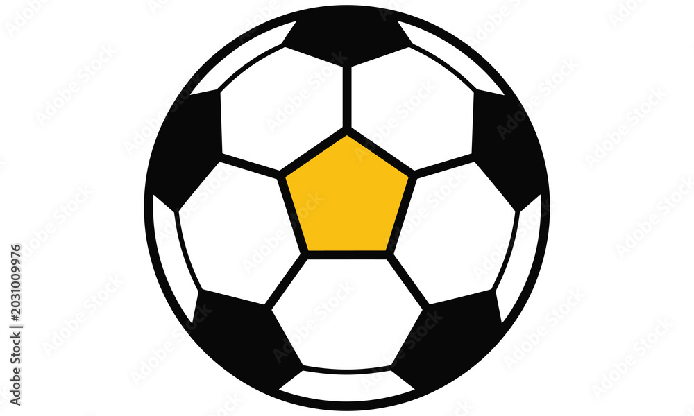 Fototapeta premium Soccer ball with one highlighted yellow pentagonal panel closeup