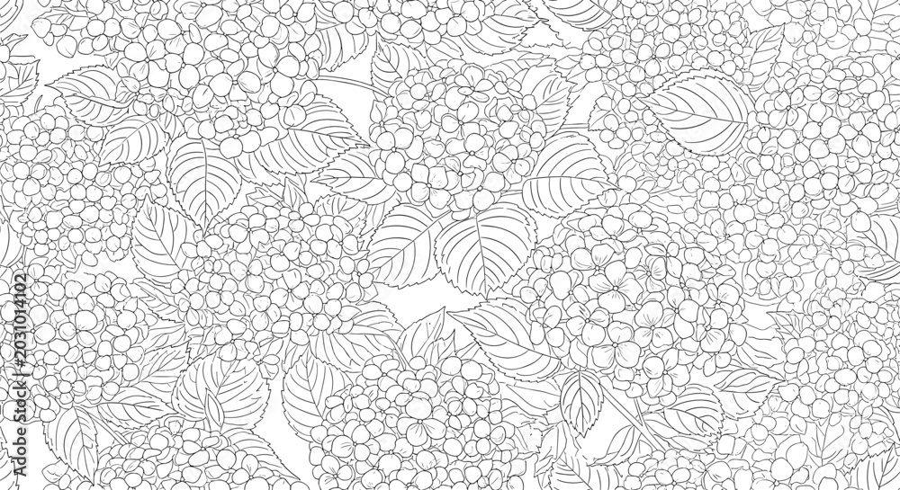 Obraz premium Intricate black and white botanical vine and leaf pattern design suitable for seamless texture and elegant nature backgrounds.