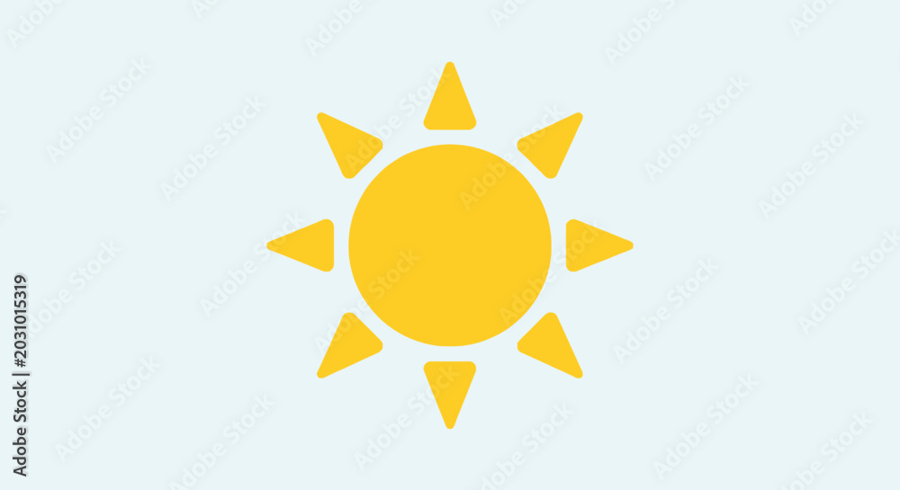 Fototapeta premium A simple yellow sun icon on blue.