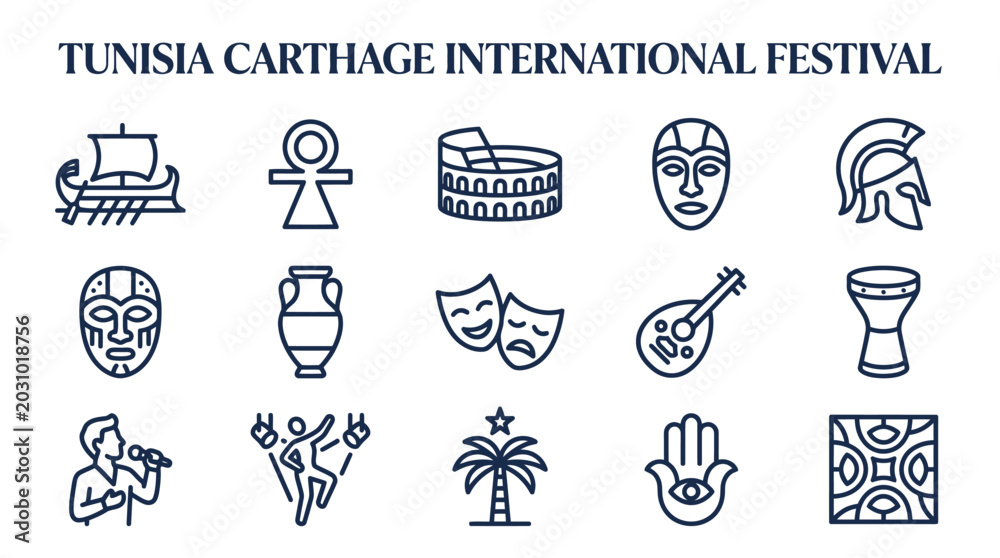 Fototapeta premium Tunisia Carthage International Festival Icons - Culture & Travel