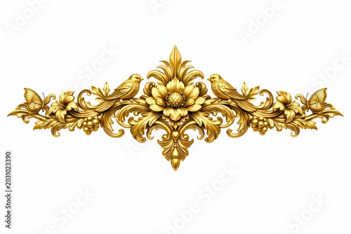 ornamento dorado inspirado en la naturaleza