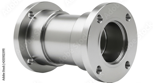 Industrial metal pipe flange connector with bolts for plumbing and heavy machinery systems