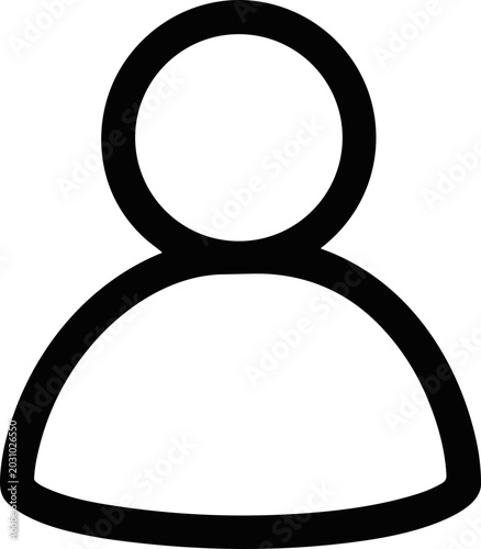 Simple Outline Icon of a Person Silhouette on White Background