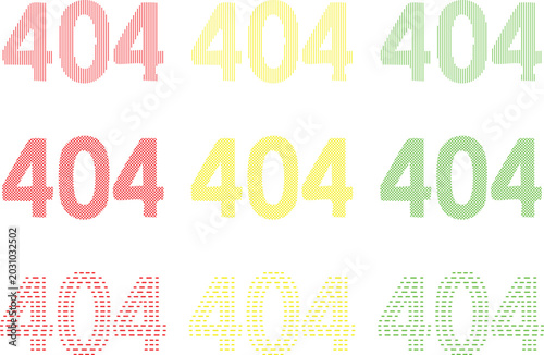 Colorful 404 Error Number Variations for Website Not Found Message