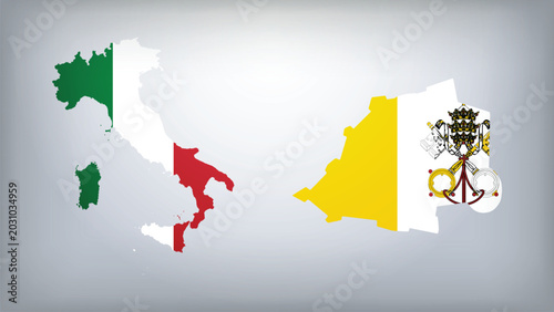 Photos Italy and Vatican City Map Flags Vector Illustration, Italy and Vatican City Cou
