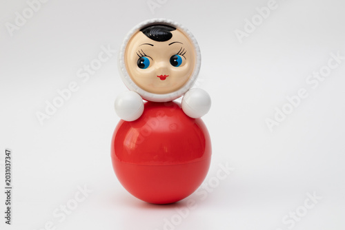 Classic Russian red toy Tumbler on white background