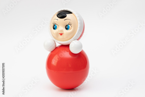 Classic Russian red roly-poly toy Tumbler on white background